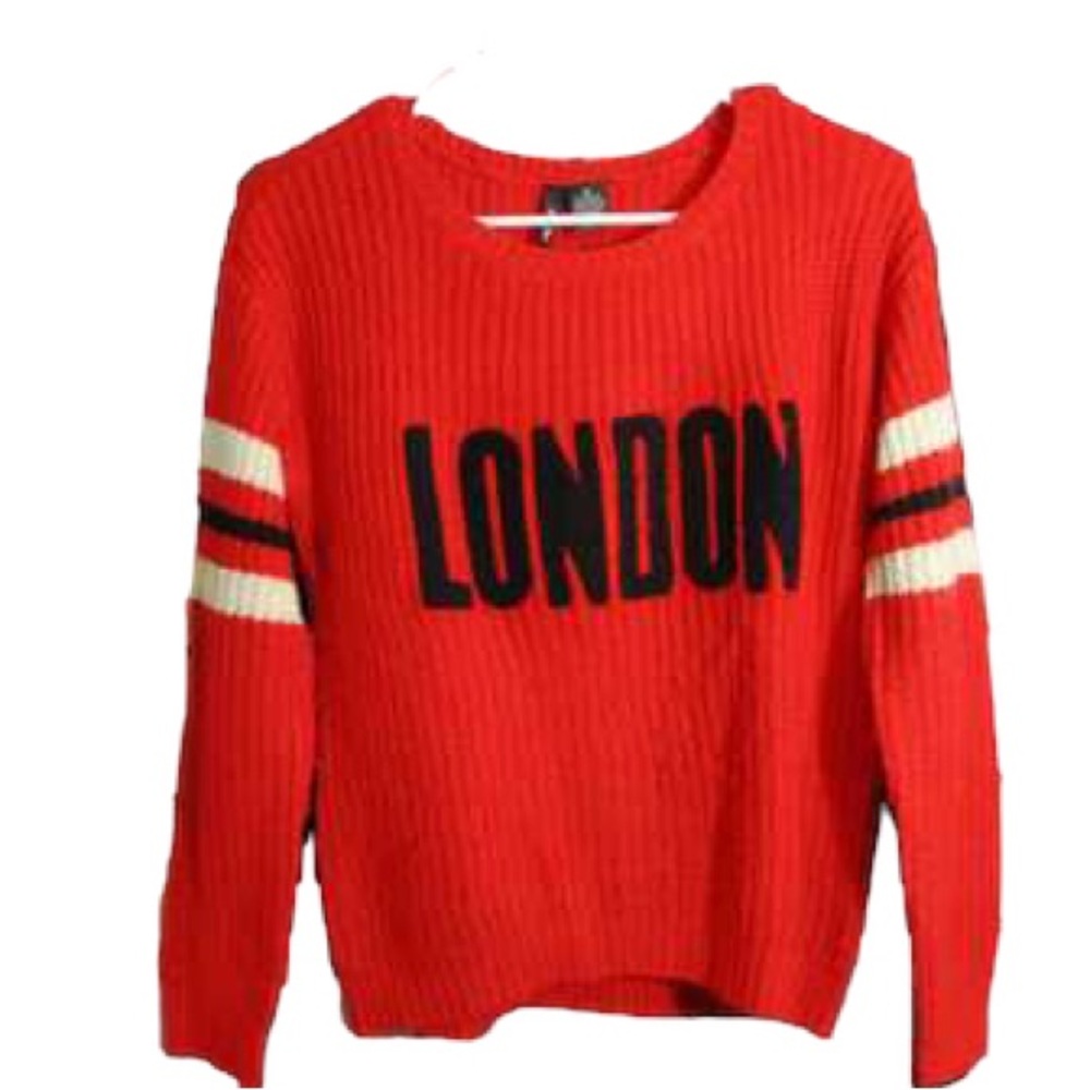 Ultra Flirt Red LONDON Knit Sweater Pullover Long Sleeves Womens SZ XS